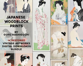 14 Beautifully Restored Japanese Women High Resolution Image/Printable Wall Art Bundle Vintage Woodblock Commercial Use