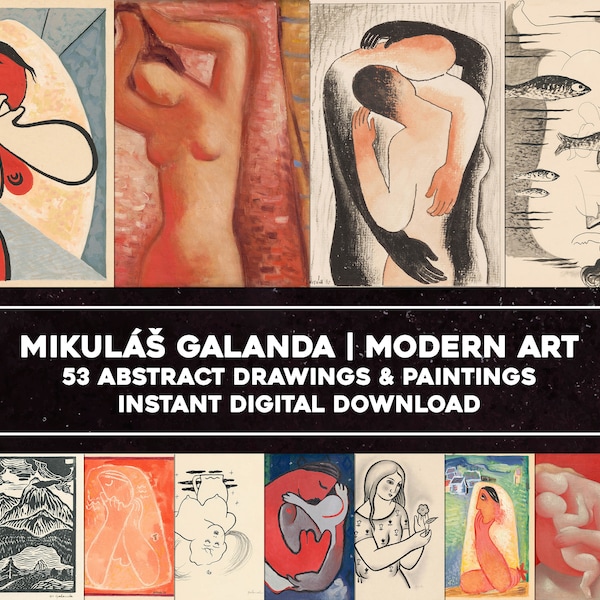 53 Modern Expressionist Cubist Abstract Artworks Mikulas Galanda | Image Bundle Printable Wall Art | Instant Digital Download Commercial Use