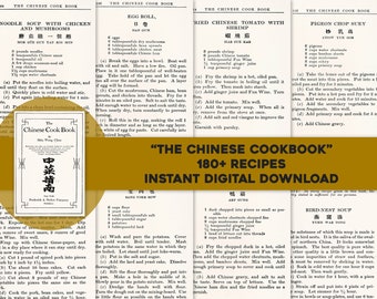 180+ Vintage Chinese Cookbook Recipes | Individual Printable Pages HQ Image Bundle | Instant Digital Download Commercial Use 1