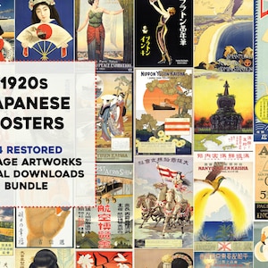 Japanische 1920er Reise Poster Werbung 24 Stück Bild Bundle | Sofortiger digitaler Download Kommerzielle Nutzung | Anzeigen Geisha Vintage