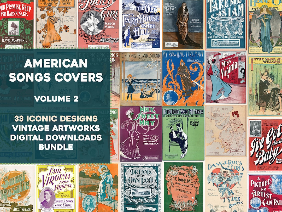 33 Old Song Music Album Covers Promos Image Bundle Printable Wall Art ...