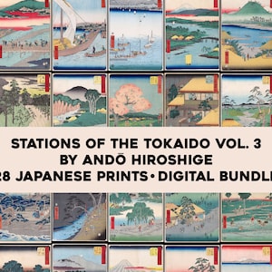 tokaido vol. 3 Andô Hiroshige Woodblock Print Serie completa Japonés Wall Art Bundle Meiji Era Artworks Descarga digital Uso comercial