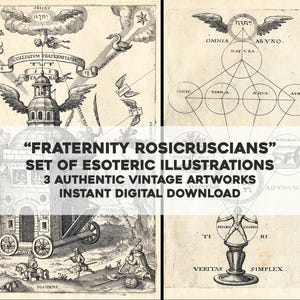 3 Imagens Rosacruzes Esotéricas Incríveis | Pacote de Imagens Vintage HQ | Download Digital Instantâneo Uso Comercial