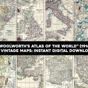 30 Vintage Landkarte von Woolworth's Atlas of the World | Bild/druckbare Wandkunst Bundle | Sofortiger digitaler Download Kommerzielle Nutzung