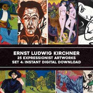 25 Ernst Ludwig Kirchners expressionistiska målningar | HQ-bildpaket utskrivbar väggkonst | Direkt digital nedladdning kommersiell användning 4