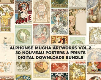 30 Beautiful Alphonse Mucha Artworks | HQ Image Bundle Printable Wall Art | Art Nouveau | Instant Digital Download Commercial Use 2