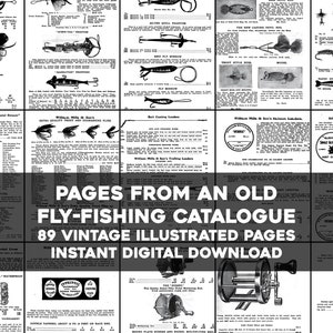 89 páginas de un antiguo catálogo de pesca con mosca Ilustraciones / Paquete de imágenes / Arte de pared imprimible / Descarga digital instantánea / Uso comercial