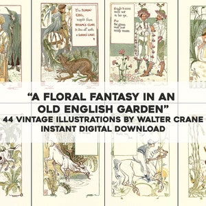 44 illustrations restaurées Personnification florale fantastique des fleurs | Image Bundle Art mural imprimable | Utilisation commerciale de téléchargement numérique instantané