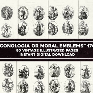 80 esoterische oude morele emblemen Tarotachtig archetype deugd | HQ afbeeldingsbundel afdrukbare muurkunst | Directe digitale download, commercieel gebruik