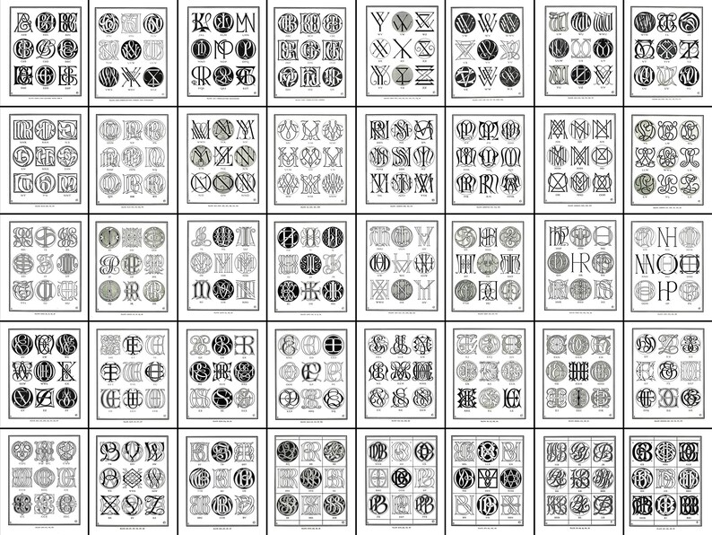Monograms & Ciphers Pages | 134 Vintage Image Bundle | Instant Digital ...