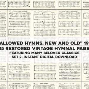 125 Hymn Pages from an Old 1909 Hymnal, Restored Vintage Sheet Music | Printable Wall Art Bundle | Instant Digital Download Commercial Use 2
