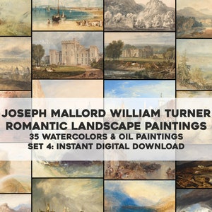 35 pinturas de paisajes de J M W Turner / Paquete de imágenes de acuarela romántica Arte de pared imprimible / Descarga digital instantánea Uso comercial 4