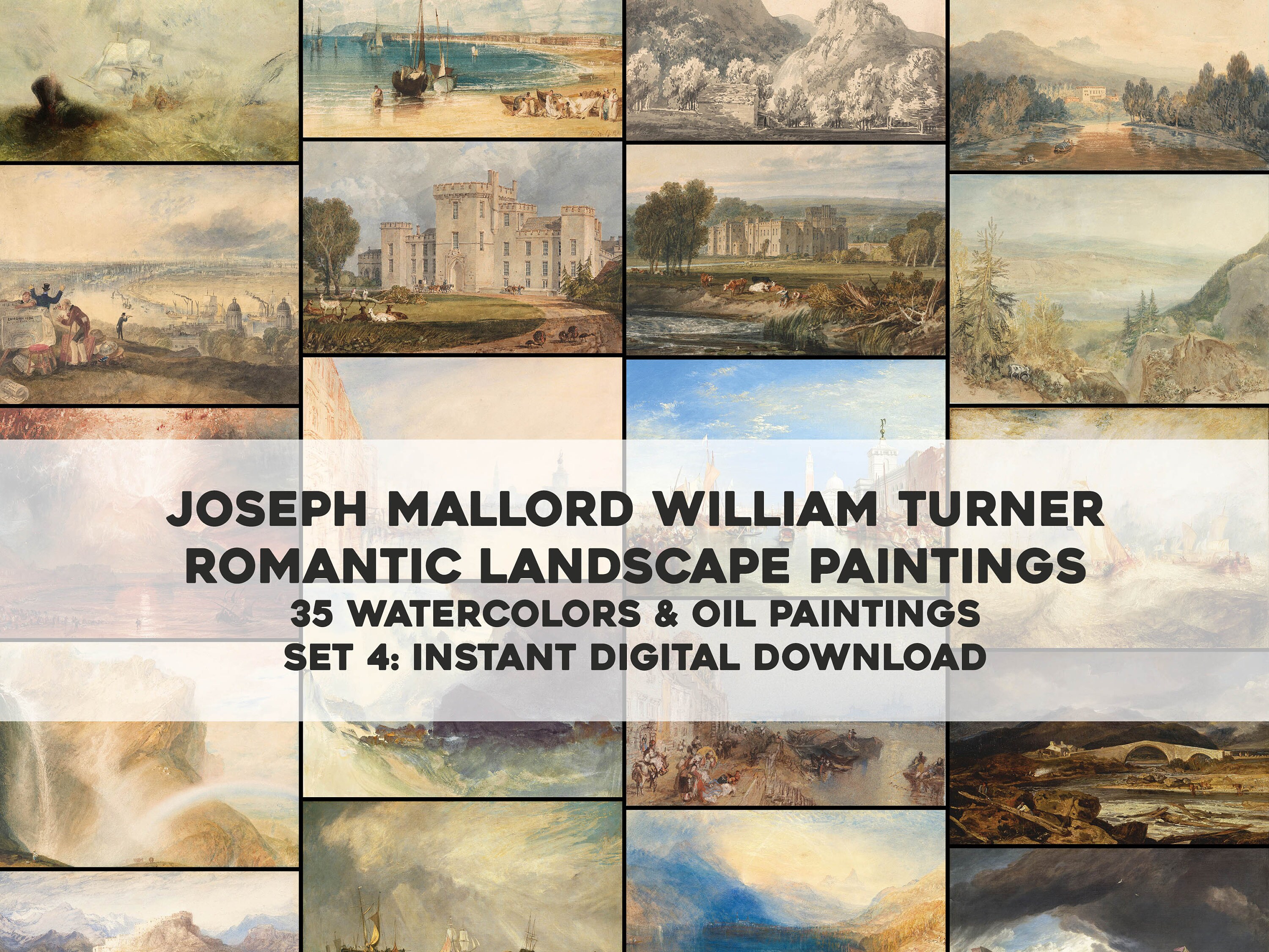 35 Landscape Paintings by J M W Turner | Romantic Watercolor Image