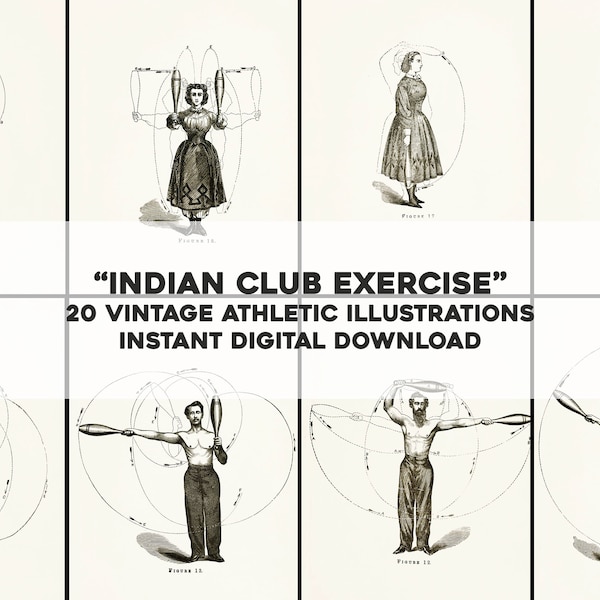 20 Restored Club Juggling Exercise Images | Image Bundle/Printable Wall Art | Instant Digital Download | Commercial Use 6