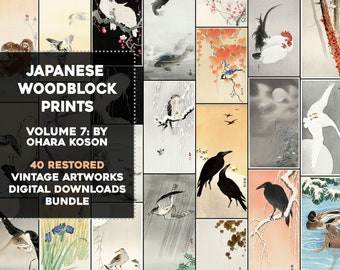 Ohara Koson Volume 7 Woodblock Prints Printable Wall Art Bundle | Vintage Birds, Fish, Flowers, Botanical Digital Download Commercial Use