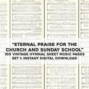 100 Hymn Pages from an Old 1917 Hymnal, Restored Vintage Sheet Music | Printable Wall Art Bundle | Instant Digital Download Commercial Use 1