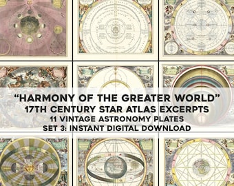 11 Restored Images from Harmonia Macrocosmica Set 3 | HQ Restored Vintage Image Bundle Resource | Instant Digital Download Commercial Use