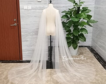 Detachable Wedding Tulle Wings, Simple Wedding Cape Veil, Fairy Wedding Tulle Wings, Ivory Wedding Dress Wings, Bridal Shoulder Veil