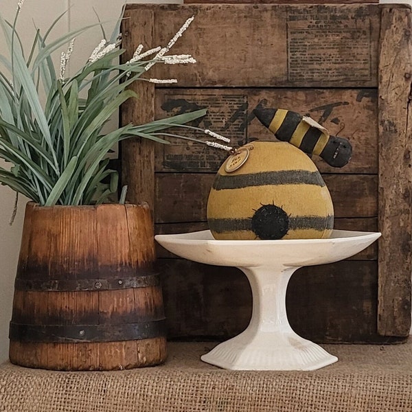 Primitive Bee Skep With Honey Bee | Beehive | Bee | Tiered Tray Decor | Handmade Summer Farmhouse Country Cottage Decor