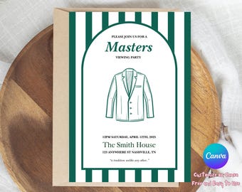 Masters Viewing Party Invitation Template, Golf Birthday Invites, Let's Par-Tee Birthday Invitation, Golf Theme Party, Editable Canva Design