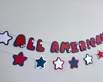 All American Girl Birthday Banner, Fourth of July Birthday, Patriotic Birthday Banner, American Birthday Decor