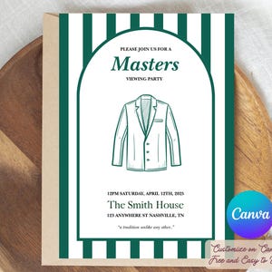 Masters Viewing Party Invitation, Golf Birthday Invite, Editable Canva Template (Digital Download)