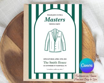 Einladung zur Masters-Viewing-Party, Golf-Geburtstagseinladung, bearbeitbare Canva-Vorlage (digitaler Download)