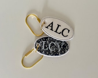 Embroidered Bag Tag, Personalized Monogram Bag Charm | Custom Embroidered Initial Keychain | Luggage Tag, Bridesmaid Gift, Girls Trip Favor