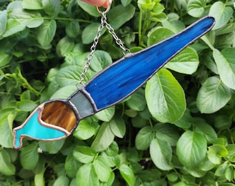 Stained glass paint brush suncatcher