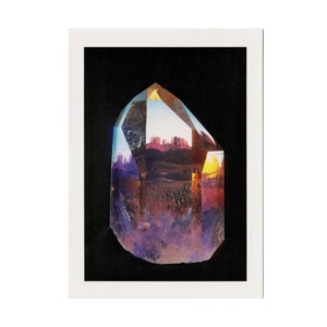 Cartes postales en cristal Vortex - Images de Sedona, de la lune et de l'arc-en-ciel dans un quartz Arkansas McEarl de classe mondiale de 14 lb.