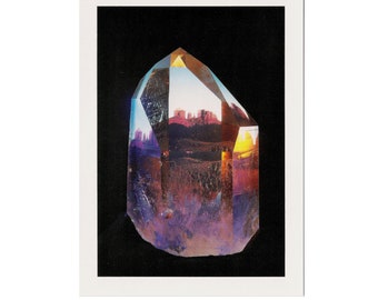 Vortex Crystal Post Cards - Images of Sedona, the Moon and Rainbow in a world class 14lb Arkansas McEarl Quartz.