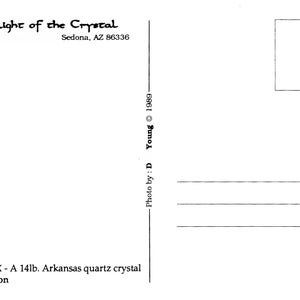 Vortex Crystal Post Cards Images of Sedona, the Moon and Rainbow in a world class 14lb Arkansas McEarl Quartz. image 6