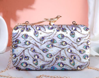 Purple Hue Clutch purse, bag with, Anti-Evil eye design, Royal Inspired and sling for Prom, Anniversary, Gifting and Evening Party.