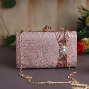 Sophisticated Winter Clutch purse, bag with Designer Pattern, shoulder  strap and handle for Wedding, Evening Party, gifting and Prom.