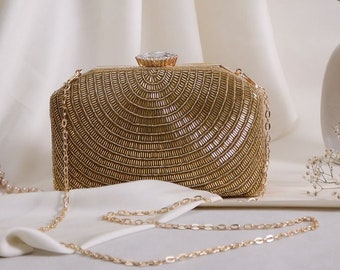 Gold Bridal Clutch Evening Bag, Prom Clutch, Envelope Clutch, Evening  Clutch, Gold Beaded Bag, Mother of the bride Groom Clutch