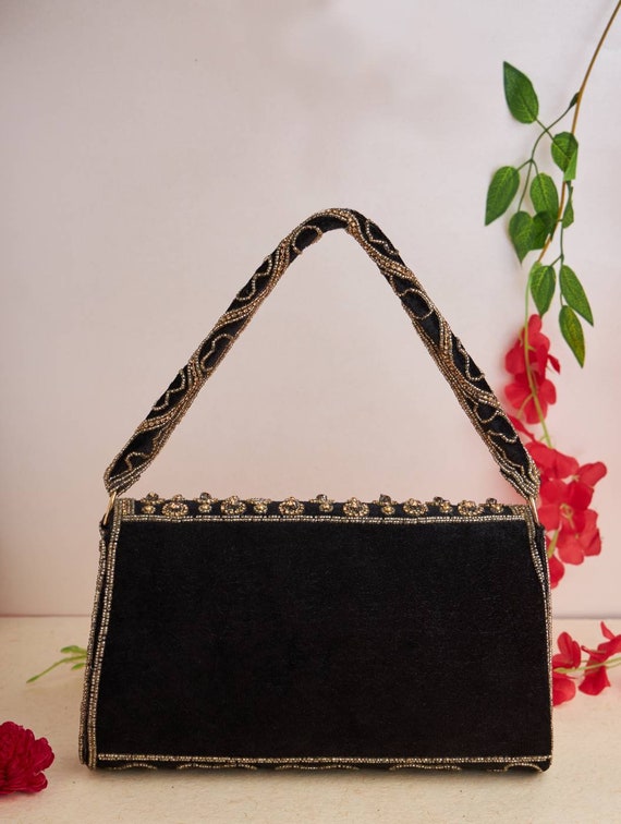 Handmade Designer Clutch Purse, Bag Shoulder Strap and Handle for Wedding, Ethnic Wear, Evening Party and Prom.