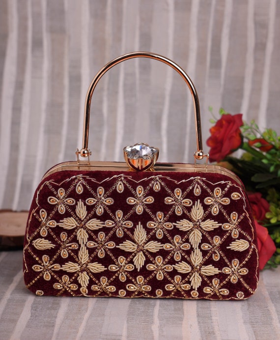 Red and sales gold clutch purse