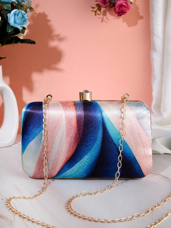 Italian Art Clutch Purse Bag With Abstract Marble Design Vintage