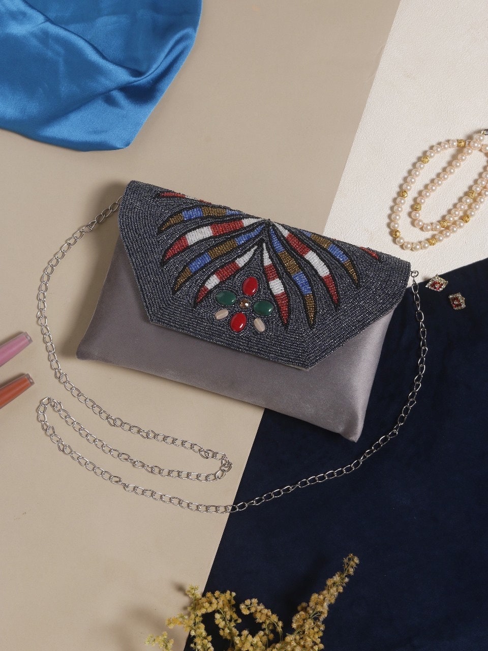Designer Stone Clutch for women, Resin Crystal Stone Handmade Clutch Bag  Embroidery Clutch Bag Purse For