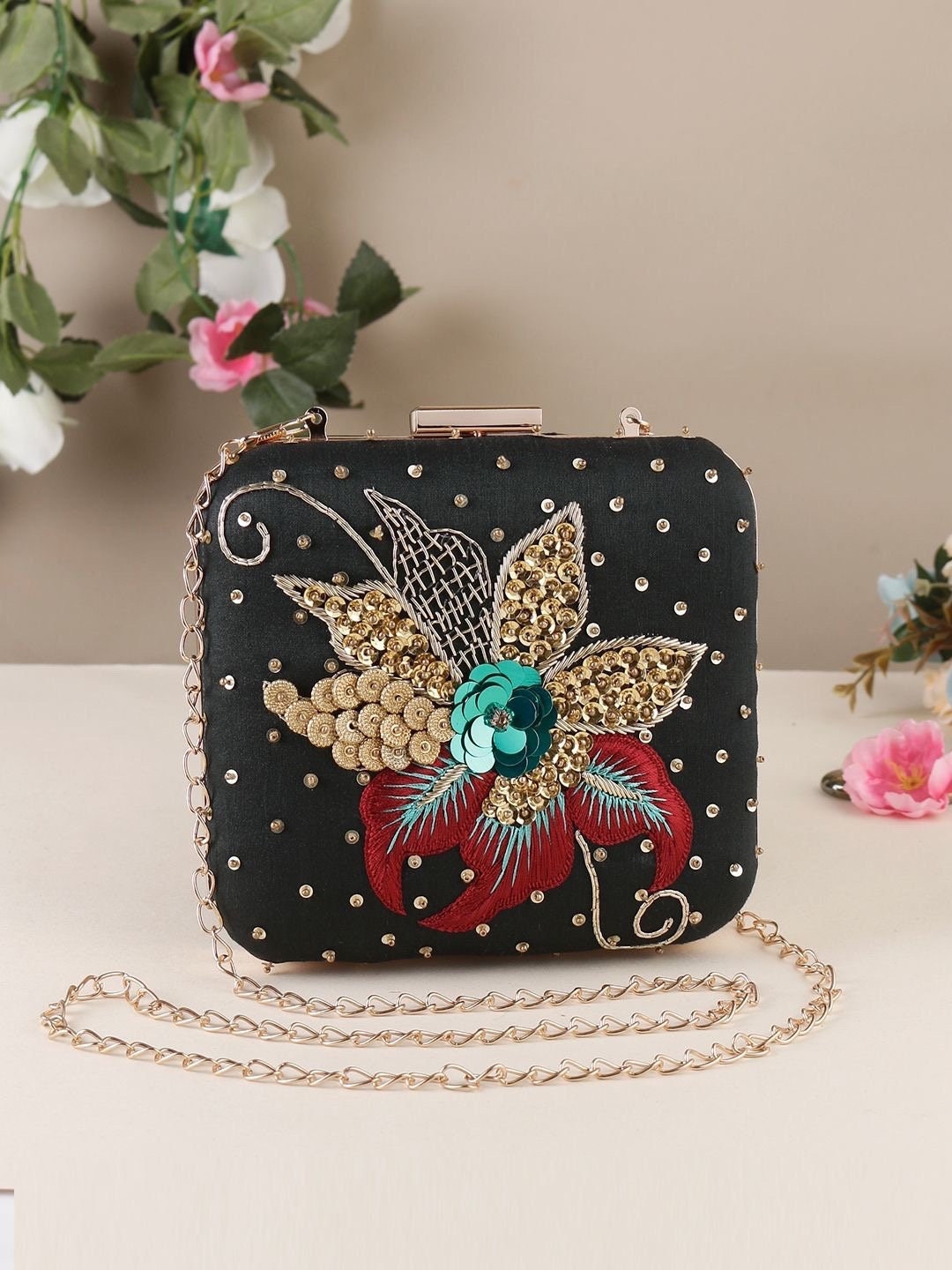 Starry Black Square Clutch Purse Bag With Glam Style Metal Sling and Crossbody for Bling Themed Wedding Anniversary and Women s Party. Etsy Ireland
