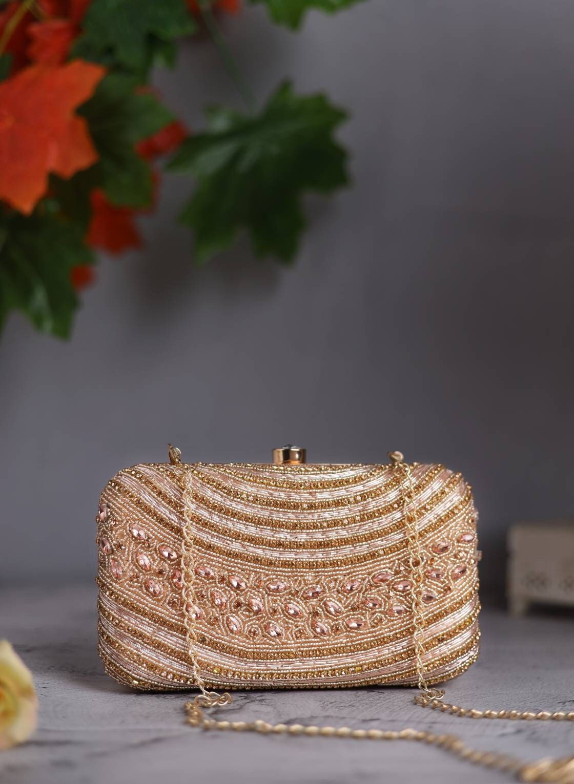 Wedding Accessories - Champagne Rose Gold Bridal Handbag Clutch | ADORA by  Simona