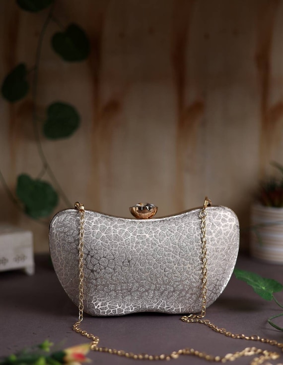 Women Fashion Sparkling Rhinestone Evening Bag Metal Bracelet