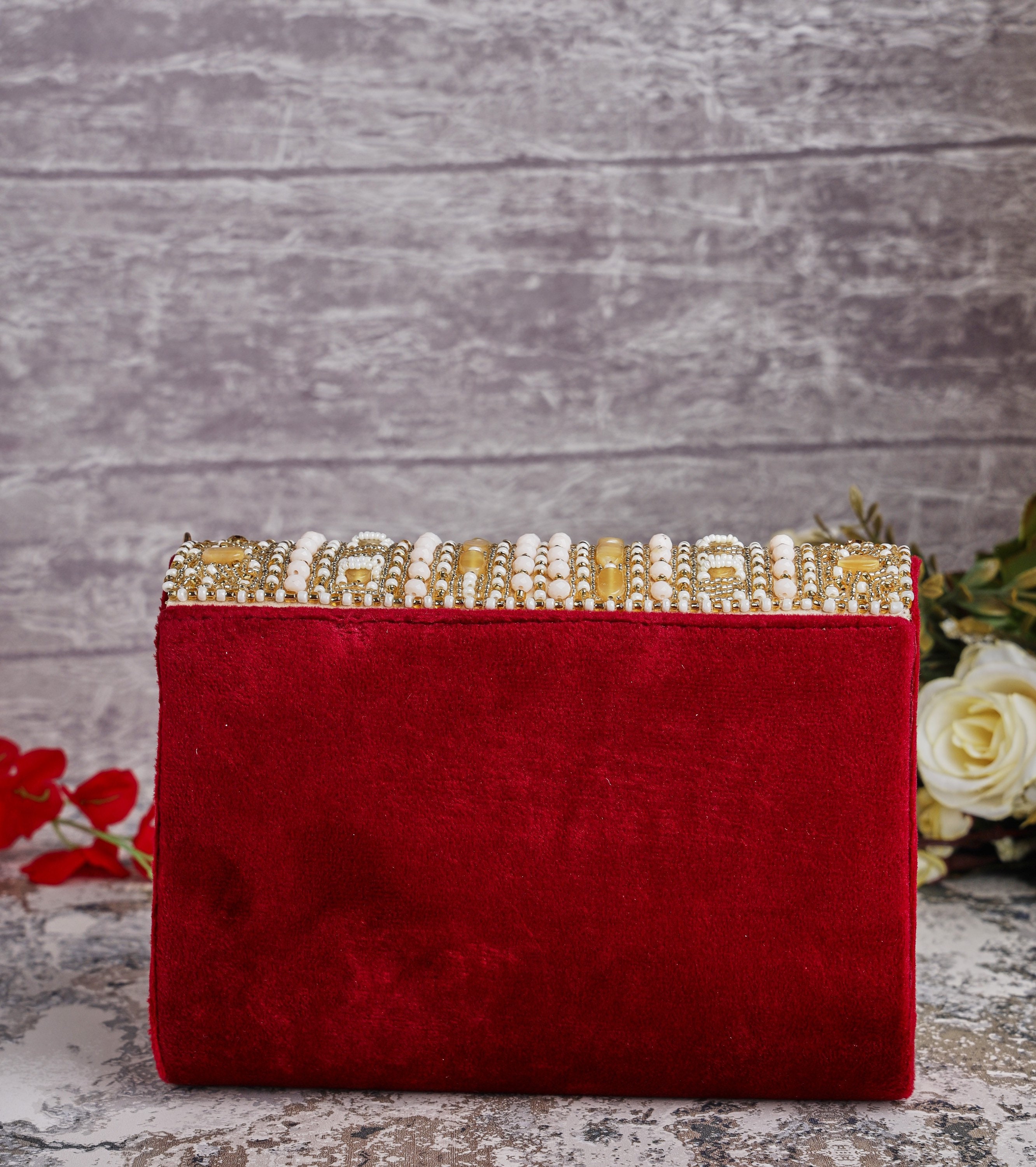 Red Flower Clutch Purse Evening Bag Diamond Wedding Silk Handbag 15*15*5 CM  1 PC | eBay