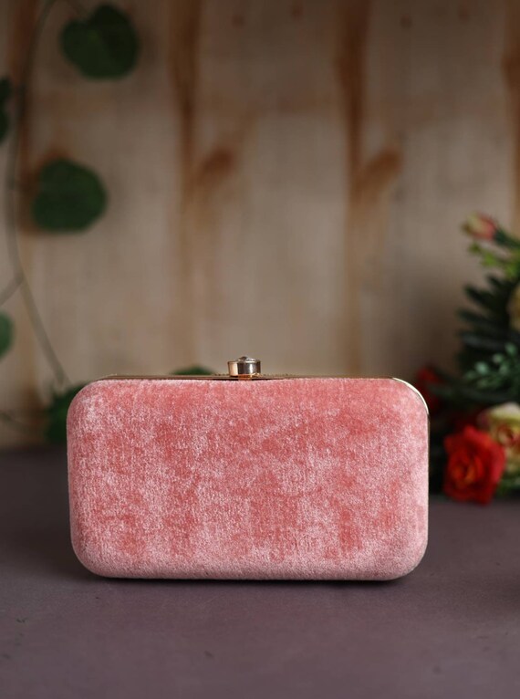 Pink velvet clutch bag new arrivals