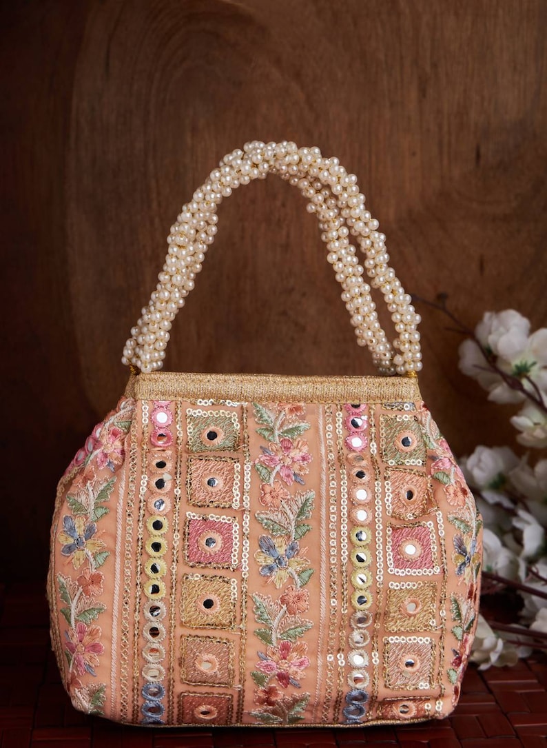 Buy Traditional Embroidered Potli Handbag Bag With Pearl Handle Online ...