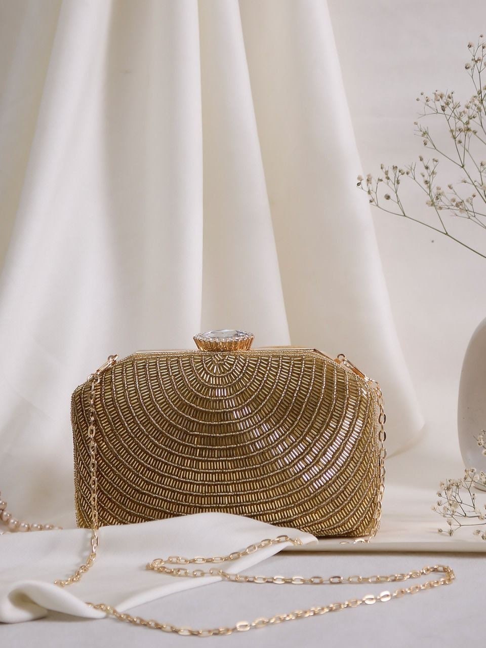 Designer Evening Bags Unique Gold Bridal Clutch Bag for Brides and  Bridesmaids