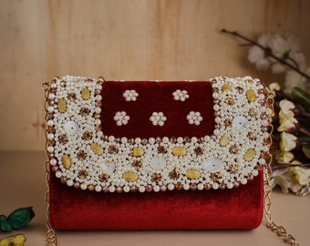 Vintage Sequin Peacock Clutch Bag, Antique Beaded Evening Handbag Clutch  Bags, Eye Catching Purse for Wedding-Red 