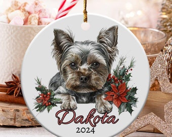 Yorkshire Terrier dog in Santa Hat By ChippoaDesign