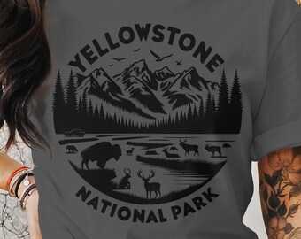 Yellowstone National Park Vintage Graphic Tee, Unisex Nature Lover T-Shirt, Mountain Wildlife Camping Shirt. Camping gift, Camping lover