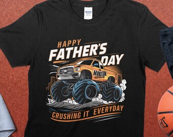 Happy Father's Day T Shirt Monster Truck Graphic Tee Leuk cadeau voor papa Truck Lover Uniek Vaderdag Shirt Cool Dad Shirt